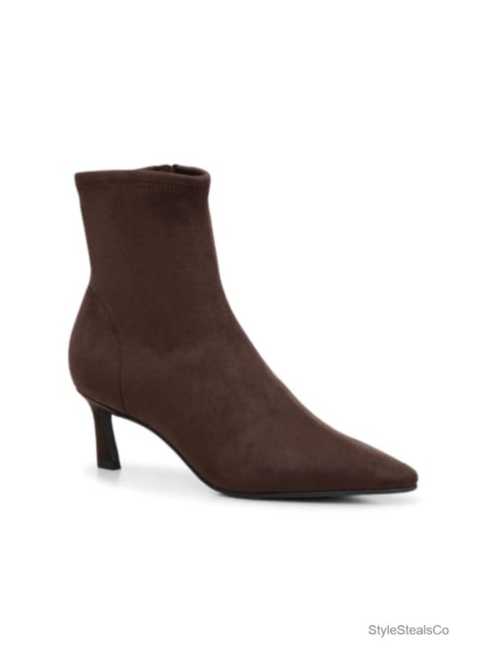 Faux Suede Pointed Toe Ankle Booties Kitten Heel Side Zip Womens Boots
